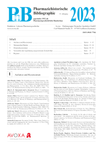 Pharmaziehistorische Bibliographie - Heft 2023