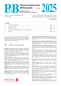 Pharmaziehistorische Bibliographie - Heft 2025